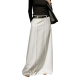 GETADME UOOZEE Office Lady Formal Solid Color H-line Skirts 2025 New Spring Summer High Waist Casual Elegant Long Skirt For Women