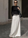 GETADME UOOZEE Office Lady Formal Solid Color H-line Skirts 2025 New Spring Summer High Waist Casual Elegant Long Skirt For Women