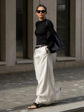 GETADME UOOZEE Office Lady Formal Solid Color H-line Skirts 2025 New Spring Summer High Waist Casual Elegant Long Skirt For Women