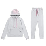 GETADME 유니섹스 의류 하라주쿠 스트리트웨어 바지 여성 남성 오버사이즈 레터 프린트 레트로 블랙 후드 여성 남성 조거 투피스 세트