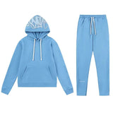 GETADME 유니섹스 의류 하라주쿠 스트리트웨어 바지 여성 남성 오버사이즈 레터 프린트 레트로 블랙 후드 여성 남성 조거 투피스 세트