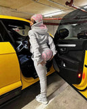 GETADME 유니섹스 의류 하라주쿠 스트리트웨어 바지 여성 남성 오버사이즈 레터 프린트 레트로 블랙 후드 여성 남성 조거 투피스 세트