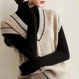 GETADME V-neck Cashmere vest women's sweater autumn and winter new Korean loose wild sweater vest sleeveless sweater