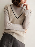 GETADME V-neck Cashmere vest women's sweater autumn and winter new Korean loose wild sweater vest sleeveless sweater