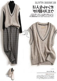 GETADME V-neck Cashmere vest women's sweater autumn and winter new Korean loose wild sweater vest sleeveless sweater