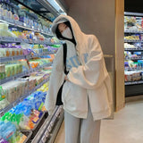 GETADME VIPOL 스트리트웨어 지퍼업 후드 여성 오버사이즈 레터 프린트 후드 스웨트셔츠 하라주쿠 한국 패션 코트 캐주얼 올매치 탑