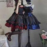 GETADME Victorian Dark Gothic Lolita Jsk Dress Women Vintage Elegant Rose Flower Bow Princess Strap Dresses Girls Sweet Tea Party Dress