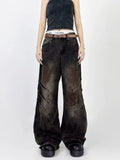 GETADME Vintage Black Wide Leg Loose Jeans Women Oversized High Street Korean Fashion Baggy Denim Trousers Harajuku Y2k Female Hip Hop