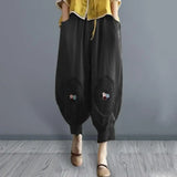 GETADME Vintage Boho Cotton Linen Pants for Women Summer Pockets Thin Beach Trousers Woman Casual High Waist Loose Harem Pants