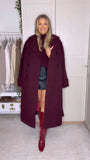 GETADME Vintage Collar Wine Red Women's Woolen Coat Elegant Double Breasted Long Sleeve Outerwear Autumn New High Street Lady Long Coats