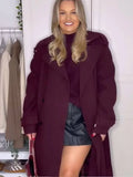 GETADME Vintage Collar Wine Red Women's Woolen Coat Elegant Double Breasted Long Sleeve Outerwear Autumn New High Street Lady Long Coats