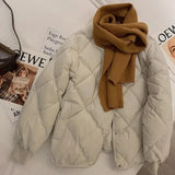 GETADME Vintage Cropped Quilted Jacket Women Old Money Fashion Winter Warm Lightweight Padded Jackets Chic Elegant Korean Style