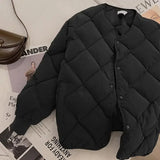 GETADME Vintage Cropped Quilted Jacket Women Old Money Fashion Winter Warm Lightweight Padded Jackets Chic Elegant Korean Style