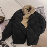 GETADME Vintage Cropped Quilted Jacket Women Old Money Fashion Winter Warm Lightweight Padded Jackets Chic Elegant Korean Style