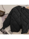 GETADME Vintage Cropped Quilted Jacket Women Old Money Fashion Winter Warm Lightweight Padded Jackets Chic Elegant Korean Style