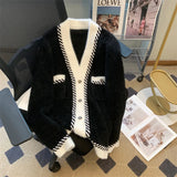 GETADME Vintage Elegant Plaid Knitted Cardigan Sweater For Women 2025 Autumn Winter Long Sleeve V-neck Tops Knitwear Fashion Chic Jumper