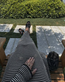 GETADME Vintage Fashion Black and White Striped Maxi Dress Elegant Long Sleeve Tie Back Dresses Beachwear Holiday Autumn Sexy Dress