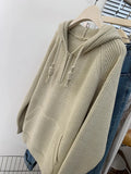 GETADME Vintage Half Zipper Women Sweaters Korean Fashion Long Sleeve Knitted Pullover Loose Casual Hooded Knitwear Tops