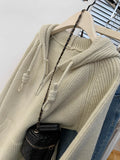 GETADME Vintage Half Zipper Women Sweaters Korean Fashion Long Sleeve Knitted Pullover Loose Casual Hooded Knitwear Tops