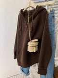 GETADME Vintage Half Zipper Women Sweaters Korean Fashion Long Sleeve Knitted Pullover Loose Casual Hooded Knitwear Tops