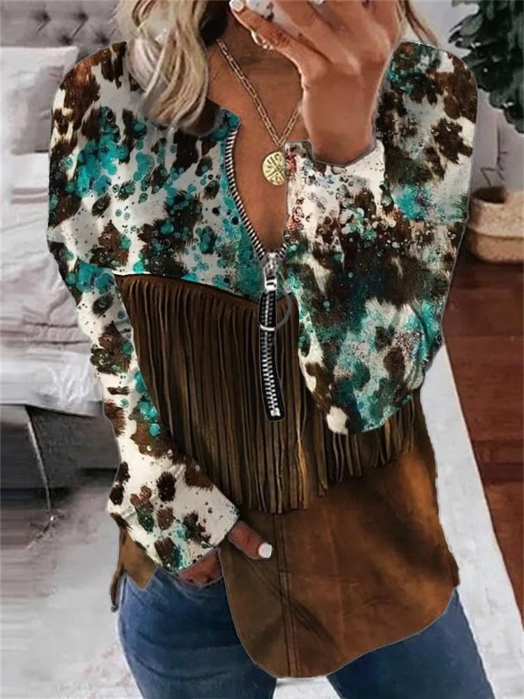 GETADME Vintage Hoodies Women Fashion Zipper Hoodies Leopard Sweatshirt Zip Up Hoodie Oversized Sudaderas Girl Coats Women Sweats Y2k