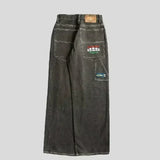 GETADME Vintage Jeans Y2K Clothes Men Women Gothic Hip Hop Pocket Embroidery Retro Blue Baggy Jeans High Waist Slim Fit Flare Trousers