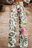 Pantalon large GETADME vintage à imprimé léopard et floral