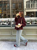 GETADME Vintage Red O-neck Sweater Pullover For Women Casual Long Sleeved Loose Knitwear 2025 New Autumn Female High Streetwear