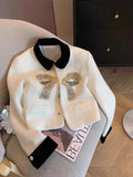 Getadme Vintage Small Fragrance Tweed Jacket for Women Trendy Beaded Bow Decoration Coat Elegant Cropped Outwear for Spring High Quality