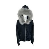 GETADME Vintage Street Fur Collar Black Zipper Harajuku Jacket for men Loose Casual Sweatshirt Coats Thickened Windproof Coat Men women