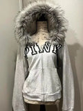 GETADME Vintage Street Fur Collar Black Zipper Harajuku Jacket for men Loose Casual Sweatshirt Coats Thickened Windproof Coat Men women