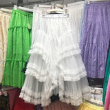GETADME 여성 부아 스커트 Y2K 하이웨이스트 엘라스틱 주프 레이디스 튤 케이크 무제 팔다 러플 롱 여성 캐주얼 메시 스커트 드롭십