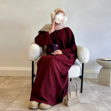 GETADME 여성용 따뜻한 아랍 코듀로이 아바야 드레스 라마단 두바이 여성용 겸손한 무슬림 코트 겨울 이슬람 의류 새로운 터키 솔리드 로브