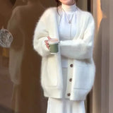 Gilet court en maille blanche GETADME pour femme, style vintage vintage, collection printemps-automne 2024, pull maxi blanc, manteau/veste d'extérieur, style années 2000
