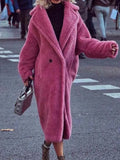 GETADME White Lamb Wool Coat Women Winter Thick Warm Fleece Teddy Coat Female Oversized Casual Loose Long Sleeve Lapel Long Outerwear