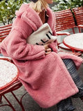 GETADME White Lamb Wool Coat Women Winter Thick Warm Fleece Teddy Coat Female Oversized Casual Loose Long Sleeve Lapel Long Outerwear
