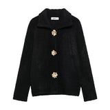 GETADME Willshela Women Fashion Faux Fur Solid Single Breasted Jackets Coat Vintage Lapel Neck Long Sleeves Female Chic Lady Outfits