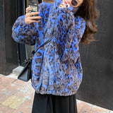GETADME Winter 2025 Korean Version Loose Warm Lamb Hair women Short Coat Female Leopard Fur Plush Coat