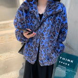 GETADME Winter 2025 Korean Version Loose Warm Lamb Hair women Short Coat Female Leopard Fur Plush Coat
