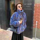 GETADME Winter 2025 Korean Version Loose Warm Lamb Hair women Short Coat Female Leopard Fur Plush Coat