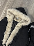 GETADME Winter Aesthetic Vintage Hooded Coat Women High Street Chic Warm Solid Lint Overcoat Female Design Casual Patchwork Jacket Coat