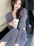 GETADME Winter Chic Knitted Two Piece Set Women Retro Vintage Streetwear Skirt Suit Female Korean Fashion Casual Elegant Sweater Set New
