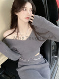GETADME Winter Chic Knitted Two Piece Set Women Retro Vintage Streetwear Skirt Suit Female Korean Fashion Casual Elegant Sweater Set New