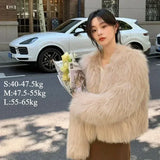GETADME Winter Coat New Korean Fashion High End Fox Fur Coat for Women Winter Clothes V-neck Warm Brown Short Fur Jackets Women Tops