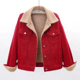 GETADME Winter Lamb Wool Thicken Denim Jacket Women Loose Oversized Casual Warm Jeans Coats Wear Long Sleeves Female Clothes Outerwear