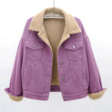 GETADME Winter Lamb Wool Thicken Denim Jacket Women Loose Oversized Casual Warm Jeans Coats Wear Long Sleeves Female Clothes Outerwear