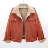 GETADME Winter Lamb Wool Thicken Denim Jacket Women Loose Oversized Casual Warm Jeans Coats Wear Long Sleeves Female Clothes Outerwear