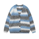 GETADME Winter New Gradient Men's Cardigan V-neck Single Breasted Fashion Casual Loose Sweater Couple Street Hip-hop Clothing Oversized