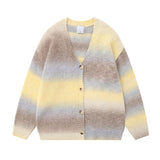 GETADME Winter New Gradient Men's Cardigan V-neck Single Breasted Fashion Casual Loose Sweater Couple Street Hip-hop Clothing Oversized