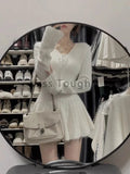 GETADME Winter Sexy Elegant Knitted Dress Woman Lace Up Design Sense Harajuku Slim Sweater Dresses New Solid Chic Mini Party Dress 2025
